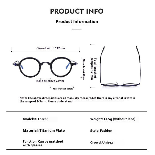 Pure Titanium Fashion Retro Trend Anti-blue Light Glasses