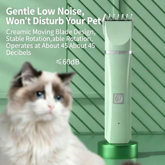 4-in-1 Pet Grooming Kit For Small Dogs Cats, Professional Quiet Rechargeable Hair Trimmer With 4 Interchangeable Heads, Low Noise Paw Nail Grinder Body Clipper