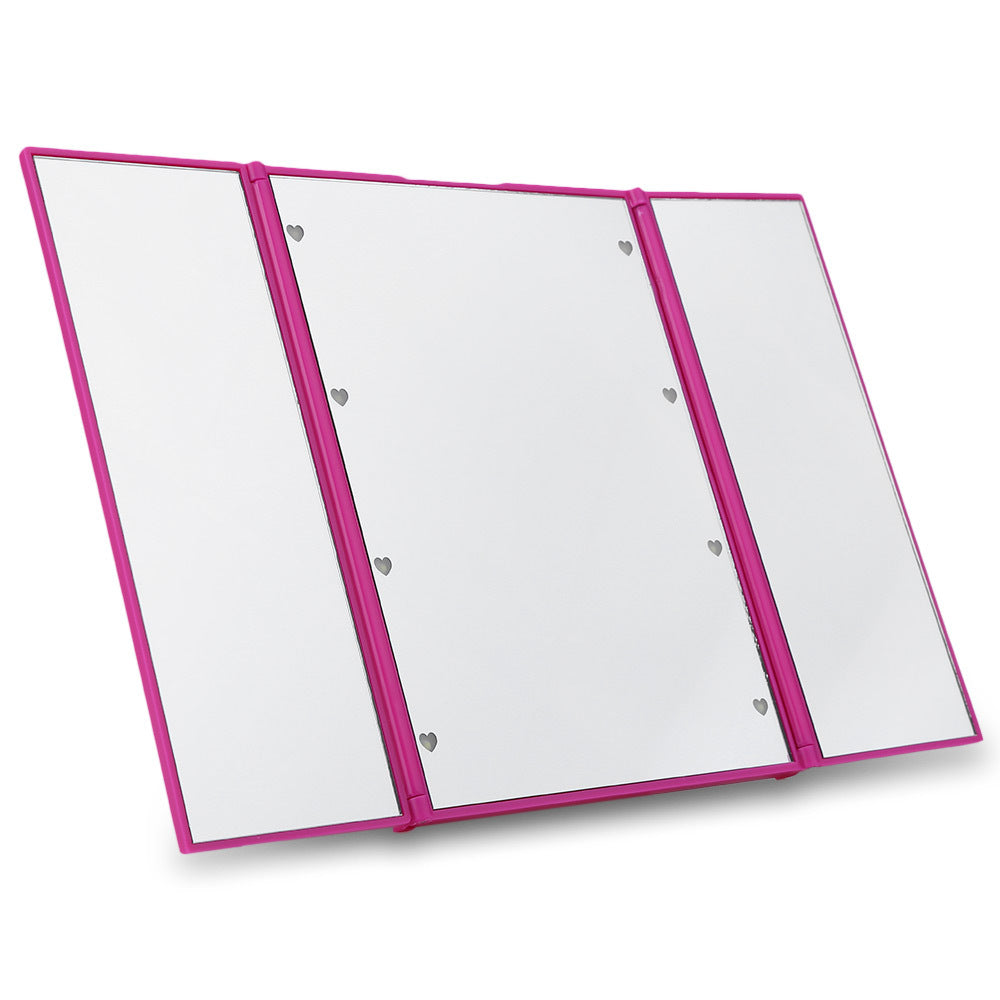 LED tri-fold mirror with light folding vanity mirror LED vanity mirror desktop portable mirror