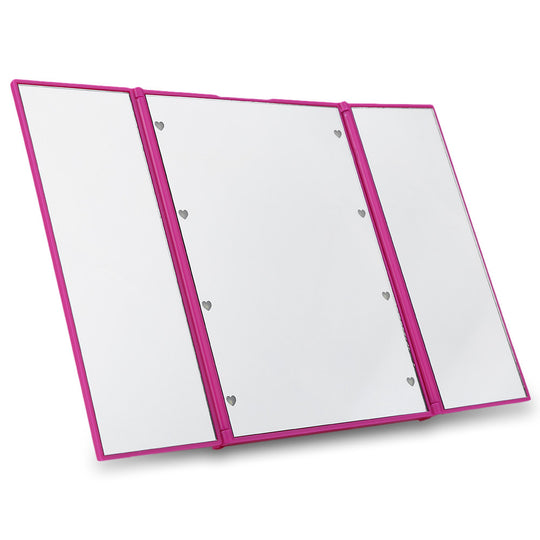 LED tri-fold mirror with light folding vanity mirror LED vanity mirror desktop portable mirror