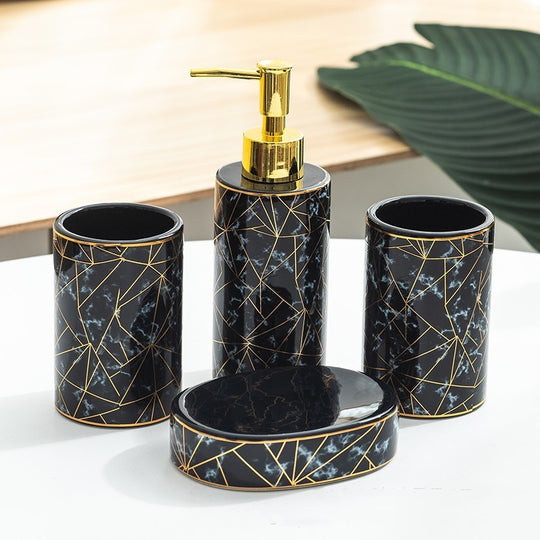 Ceramic Lotion Bottle Toothbrush Holder Cup Kit