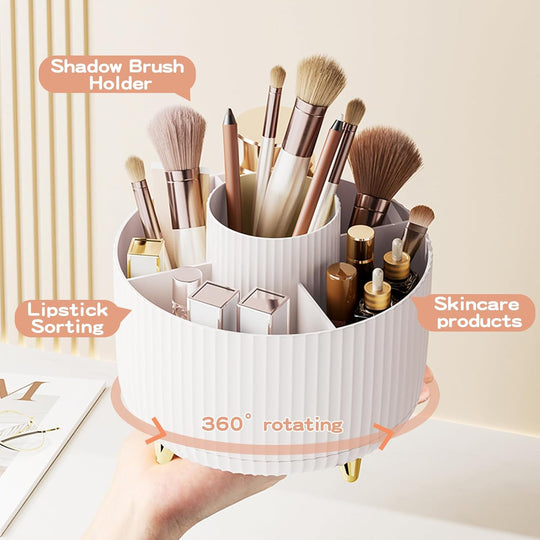 360 Rotating Makeup Brush Holder &amp; Organizer  Countertop Storage For Cosmetics &amp; Skincare 8 Colors