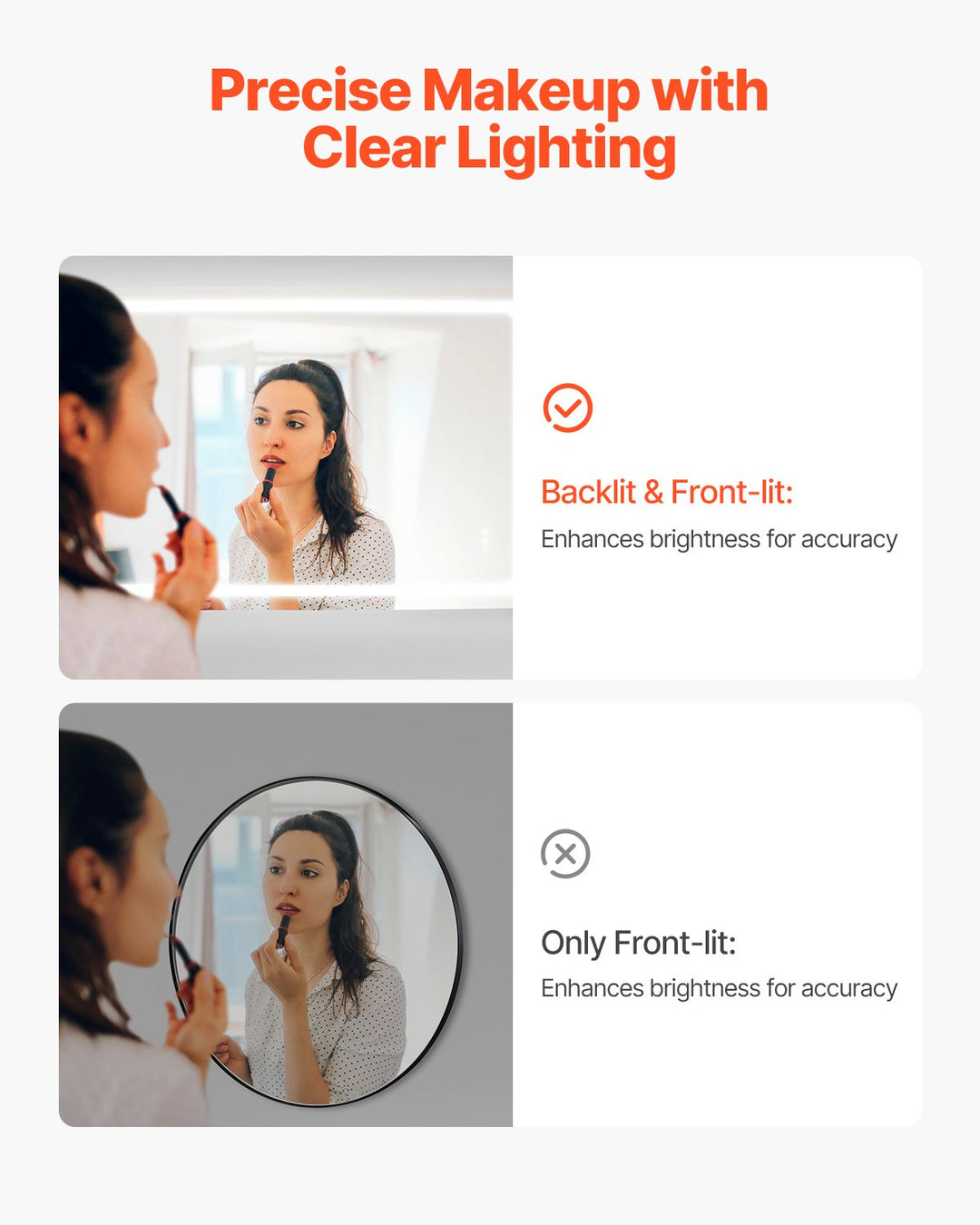 LED Bathroom Mirror 3 Colors Anti-fog Wall Mounted Vanity Mirror 36 X 72 In