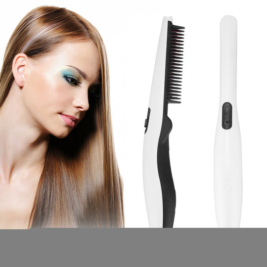 Negative Ion Hair Straightener Styling Comb Hot Comb Press Beard Brush For Men