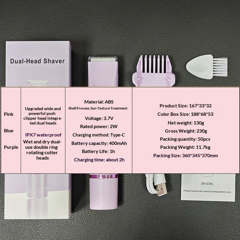 Electric Epilator Womens Dual-Head Hair Remover